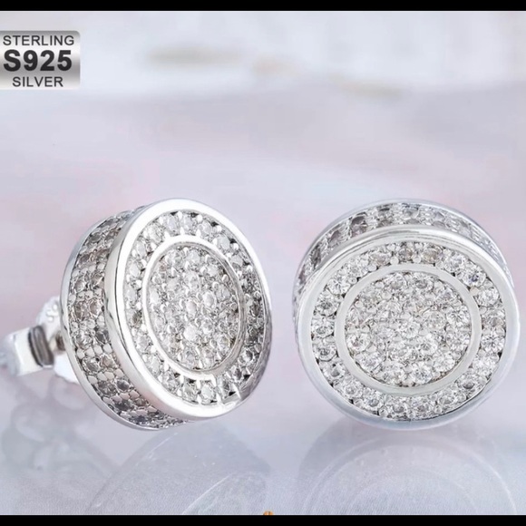 925S Unisex Iced Out Diamond Earrings - Picture 4 of 4